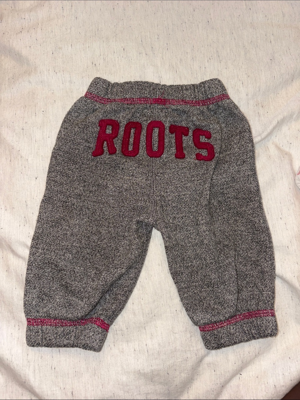 Roots Grey Heather Sweatpants with Pink Logo Detail
